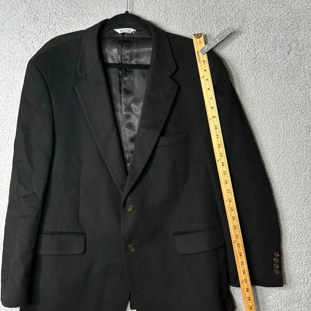 W.H.‎ Belk Blazer Mens 46 Black 100% Cashmere Single Breasted Notch Lapel Blazer